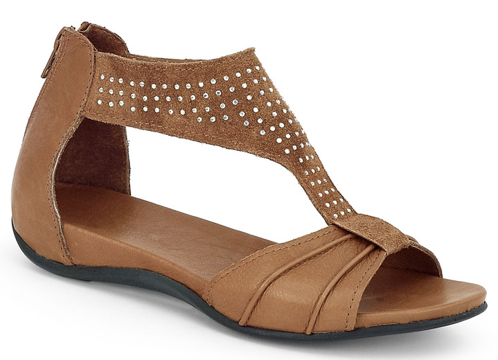 - Sandale mit Glitzersteinchen, in Größe 036 bis 041, in Farbe COGNAC