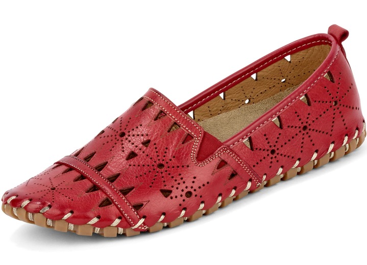 Slipper & Schnürschuhe - Gemini, sommerliche Damen-Slipper, Weite G, mit herausnehmbarem Fußbett, in Größe 036 bis 042, in Farbe ROT Ansicht 1
