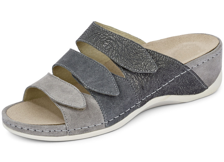 Sandaletten & Pantoletten - Mubb Pantolette aus hochwertigem Leder, in Größe 036 bis 042, in Farbe GRAU Ansicht 1