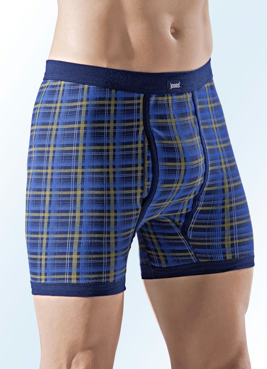 Slips & Unterhosen - Viererpack Unterhosen, kariert, mit Eingriff, in Größe 005 bis 013, in Farbe 2X MARINE-BUNT, 2X SCHWARZ-BUNT