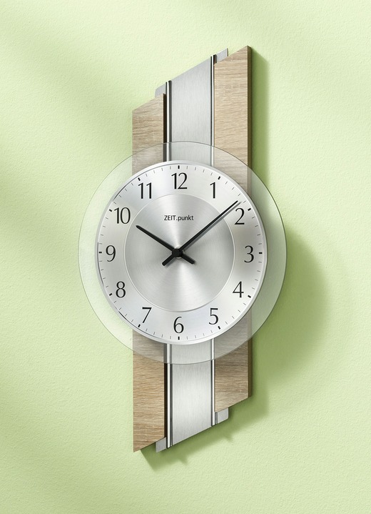 - Wanduhr mit chromfarbenen Applikationen, in Farbe SONOMA