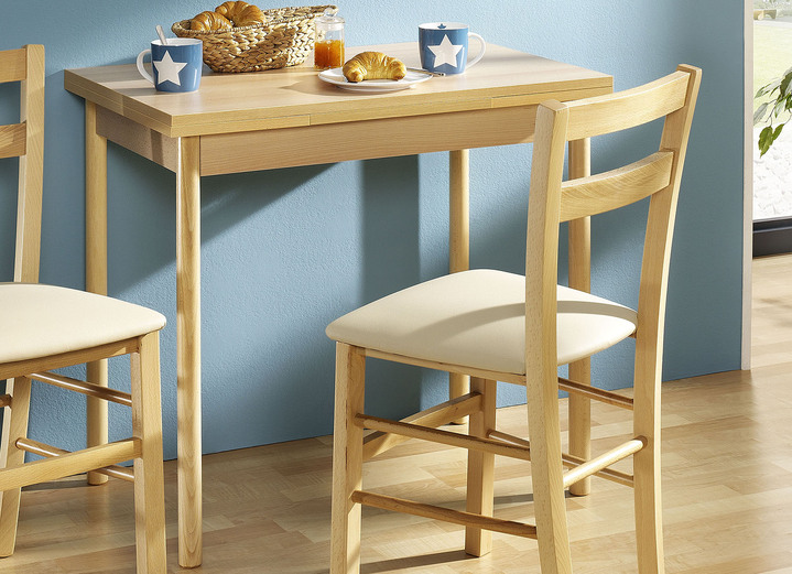 Küchenmöbel - Esstisch mit Beinen aus massiver Buche, in Farbe NATUR Ansicht 1