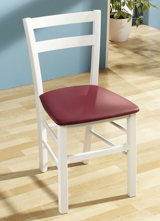 Stühle & Sitzbänke - Esszimmerstühle, 2er-Set, aus massiver Buche, in Farbe WEISS-ROT Ansicht 1