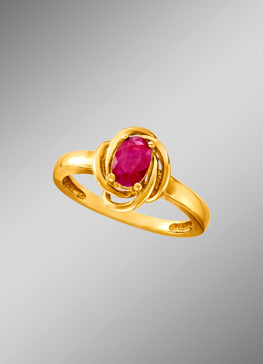Ringe - Formschöner Damenring mit Rubin, in Größe 160 bis 220, in Farbe