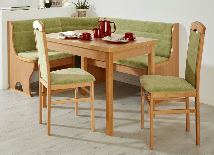 Stühle & Sitzbänke - Stilvolle Esszimmermöbel, in Farbe BUCHE-GRÜN, in Ausführung Eckbankgruppe, 4-teilig, groß Ansicht 1