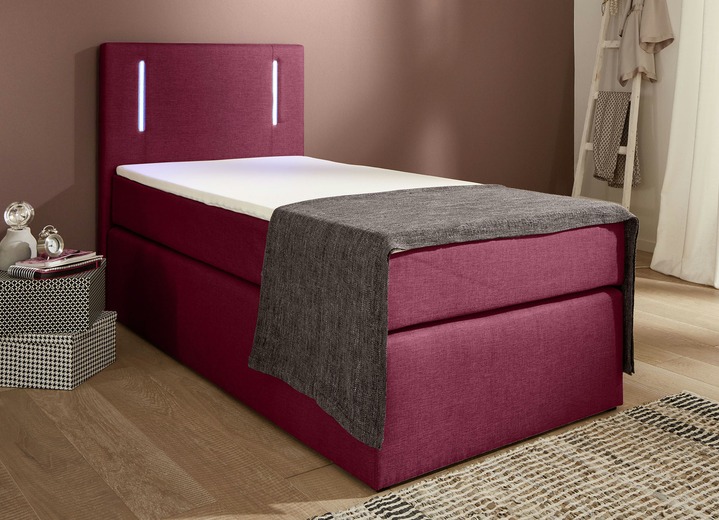 - Boxspringbett mit LED-Beleuchtung, in Farbe ROT