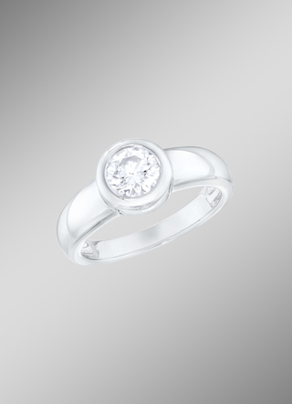 Solitaire-Damenring mit Zargenfassung