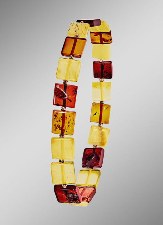 Armbänder - Tolles Armband mit echten bunten Bernstein-Quadraten, in Farbe  Ansicht 1
