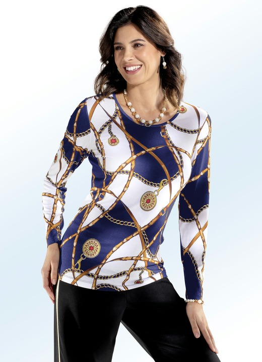 - Shirt mit Allover-Dessin in 2 Farben, in Größe 038 bis 056, in Farbe MARINE