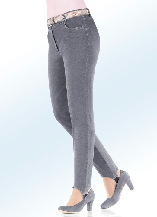 Hosen - Figurformende Jeans-Steghose, in Größe 017 bis 052, in Farbe GRAU Ansicht 1