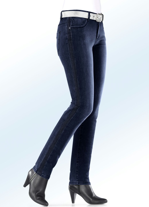 Hosen - Magic-Jeans mit angesagtem Galonstreifen, in Größe 017 bis 052, in Farbe DUNKELBLAU Ansicht 1
