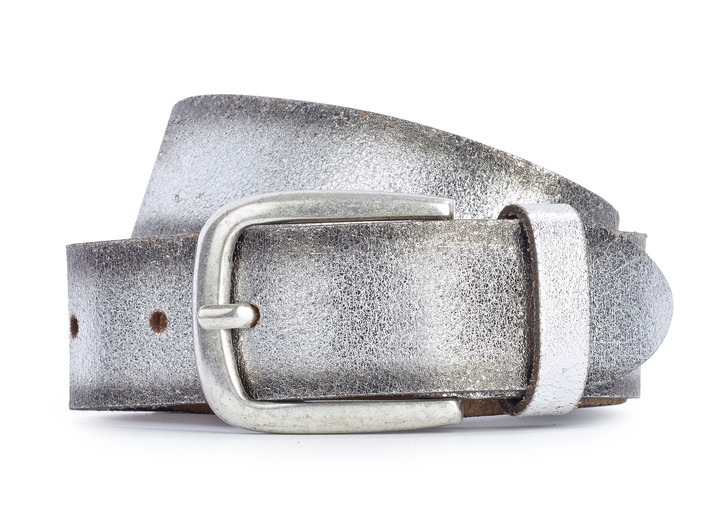Gürtel - Trendiger Damen-Gürtel, aus Leder, 3 cm breit, in Größe 090 bis 110, in Farbe ANTIKSILBER Ansicht 1