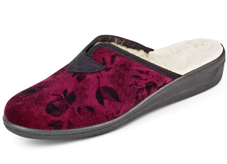 Pantoffel aus floral bedrucktem Samt
