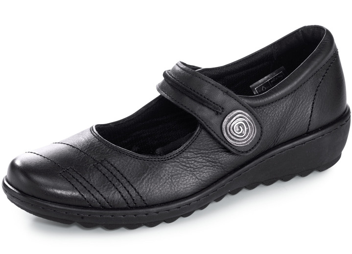 Slipper & Schnürschuhe - Slipper mit herausnehmbarem Lederfußbett, Weite G, in Größe 036 bis 042, in Farbe SCHWARZ Ansicht 1