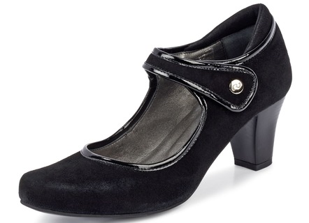 Pumps aus Samt-Chevreauleder mit Lackeinfassung