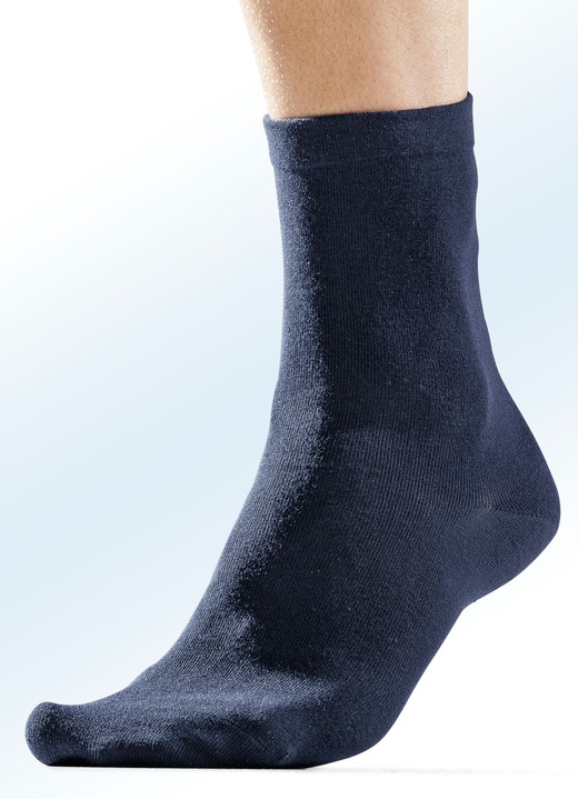 Strümpfe - Sechserpack Socken mit druckfreiem Softrand, uni und meliert, in Größe Gr: 1 (Schuhgröße 39-42) bis Gr: 2 (Schuhgröße 43-46), in Farbe 4X SCHWARZ, 2X ANTHRAZIT MELIERT Ansicht 1