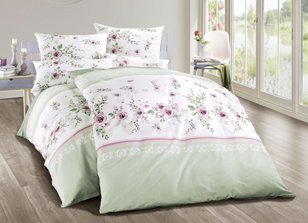 Bettwäsche-Garnitur mit Blumen Ornamente