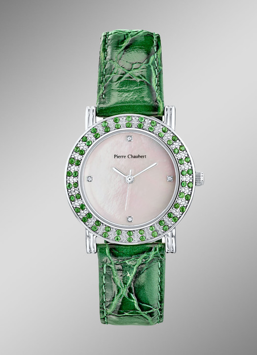 Lederband - Schöne Quartz-Damenuhren, in Farbe , in Ausführung Smaragd, grün Ansicht 1