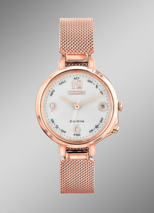 Stahlband / Metallband - Eco-Drive-Bluetooth-Damenuhr der Marke Citizen, in Farbe ROSA