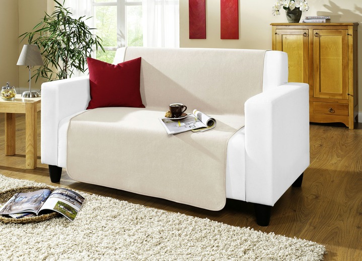 Sessel- & Sofaüberwürfe - Wohnaccessoires mit Fleckschutz, in Größe 101 (Sesselschoner, 50x150 cm) bis 865 (2 Armlehnenschoner, 50x 70 cm), in Farbe CREME