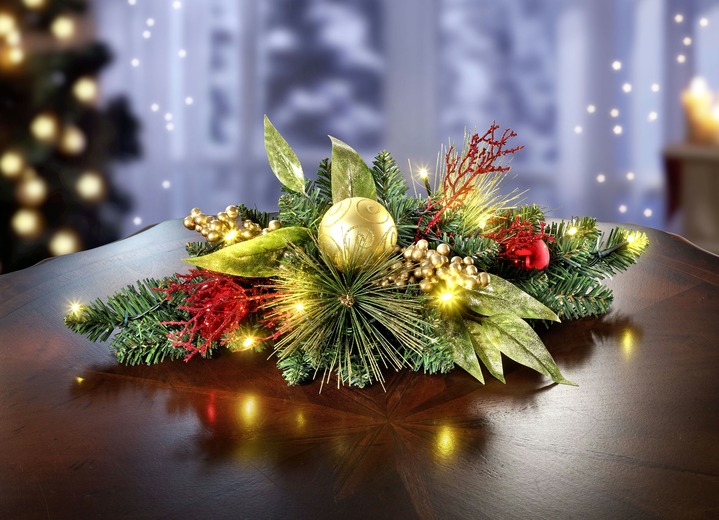 Weihnachten - Beleuchteter Tischaufleger, in Farbe ROT-GOLD