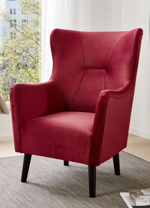 - Sessel mit wasserabweisendem Velours-Bezug, in Farbe ROT