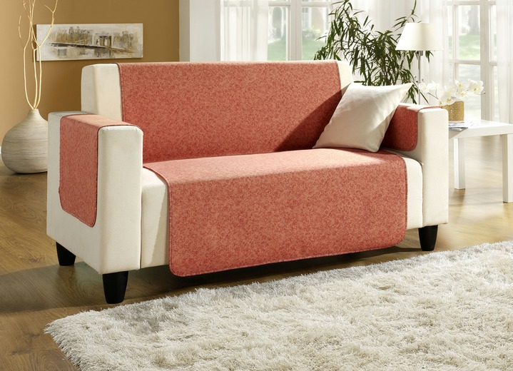 Sessel- & Sofaüberwürfe - Sessel-,Couch- und Armlehnenschoner mit Bandeinfassung, in Größe 101 (Sesselschoner, 50x150 cm) bis 865 (2 Armlehnenschoner, 50x 70 cm), in Farbe TERRA Ansicht 1