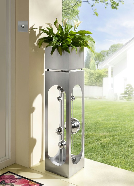 Garten - Pflanzsäule Patio aus rostfreien Edelstahl, in Farbe SILBER