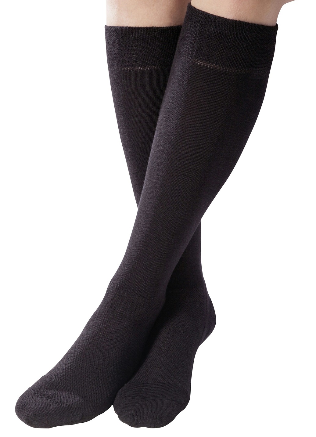 Gesundheitsstrümpfe - Zweierpack Komfort-Kniestrümpfe oder -Socken, in Größe 1 (37–39) bis 3 (43–45), in Farbe SCHWARZ, in Ausführung Zweierpack Komfort-Kniestrümpfe Ansicht 1