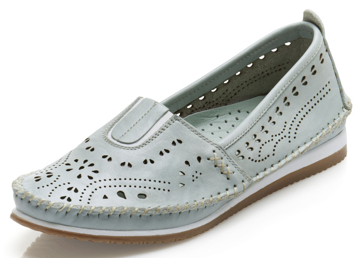 Slipper & Schnürschuhe - Andrea Conti Mokassin-Slipper mit hübscher Perforierung, in Größe 036 bis 042, in Farbe MINT Ansicht 1