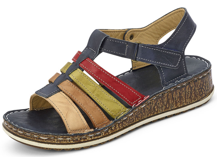 Sandaletten & Pantoletten - Gemini Riemchen-Sandalette mit praktischem Klettverschluss, in Größe 036 bis 042, in Farbe MARINE-BUNT Ansicht 1