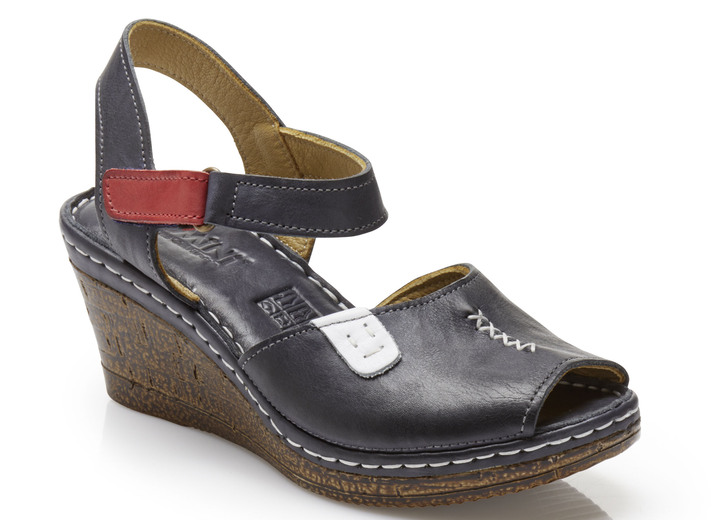 Sandaletten & Pantoletten - Gemini Sandalette aus schattiertem Rind-Nappaleder, in Größe 036 bis 041, in Farbe MARINE-ROT Ansicht 1