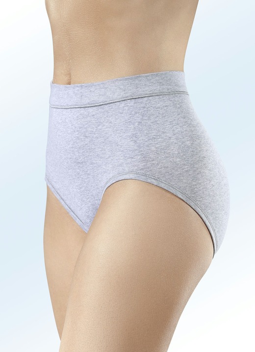 - Dreierpack ESGE-Slips mit weichem Bund, in Größe L (44/46) bis S (36/38), in Farbe GRAU MELIERT