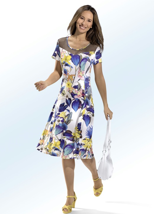 - Kleid in schwingender Schlupfform, in Größe 036 bis 054, in Farbe ECRU-BLAU