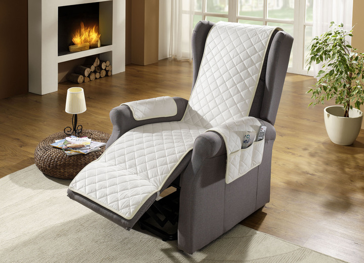 Sessel- & Sofaüberwürfe - Sessel-,Couch- und Armlehnenschoner aus Schafschurwolle, in Farbe CREME, in Ausführung TV-Sesselschoner Ansicht 1