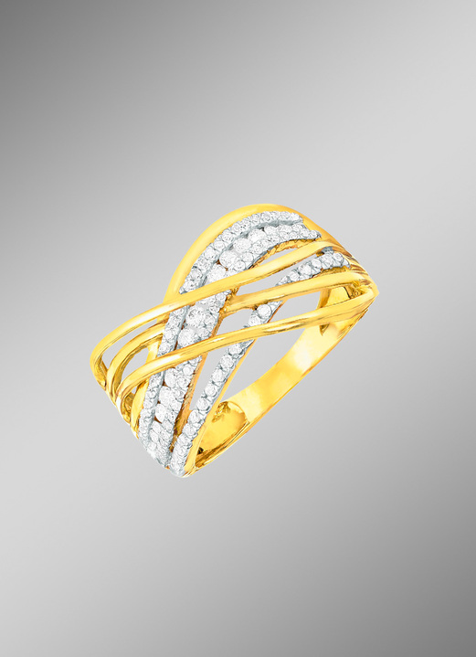 Ringe - Extravaganter Damenring mit echten Brillanten und Diamanten, in Größe 160 bis 220, in Farbe GOLD