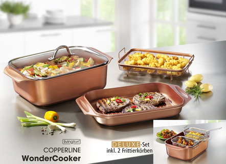 Livington Copperline WonderCooker inkl. Glasdeckel und Gittereinsatz