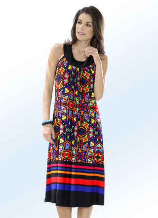 Kleid mit Inkjet-Druckdessin, weit schwingend