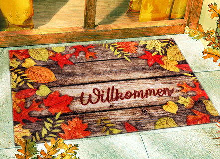 Fußmatte Herbstblätter mit rutschhemmender Rückseite