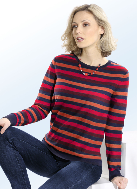 Langarm - Pullover in Ringeldessin, in Größe 036 bis 050, in Farbe MARINE-TERRA-MULTICOLOR Ansicht 1