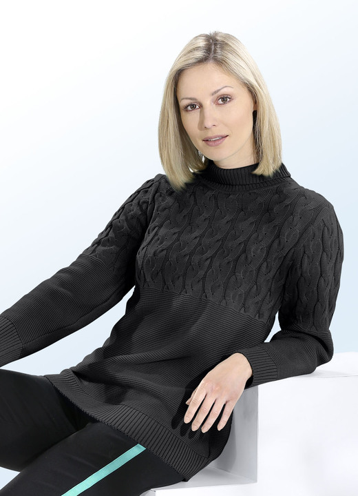 - Pullover mit Zopfmuster, in Größe 036 bis 050, in Farbe SCHWARZ