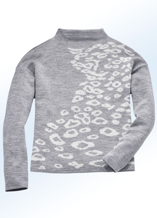 - Pullover in Jacquard-Dessin, in Größe 036 bis 052, in Farbe GRAU MELIERT