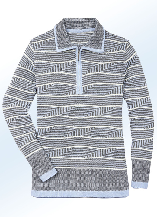 - Pullover, in Größe 038 bis 052, in Farbe BLEU-GRAU-CREME