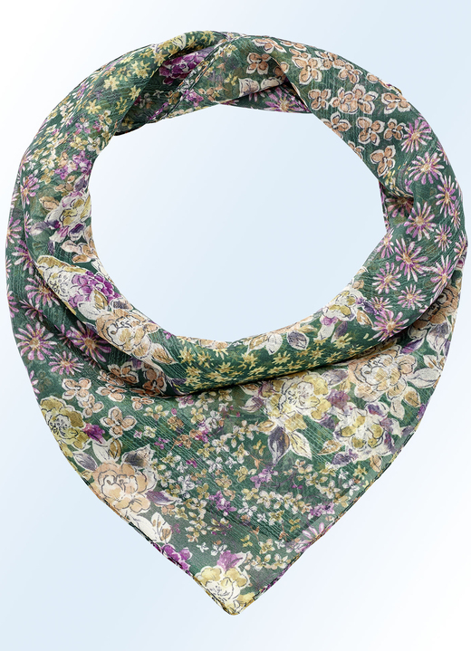 - Nickituch mit Floraldessin, in Farbe GRÜN-BUNT Ansicht 1