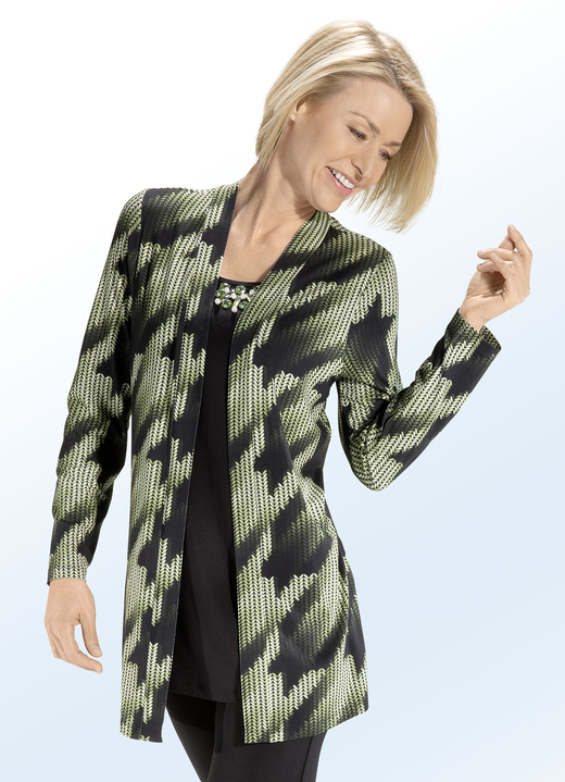 - Longshirt in Jackenoptik, in Größe 040 bis 044, in Farbe SCHWARZ-GRÜN