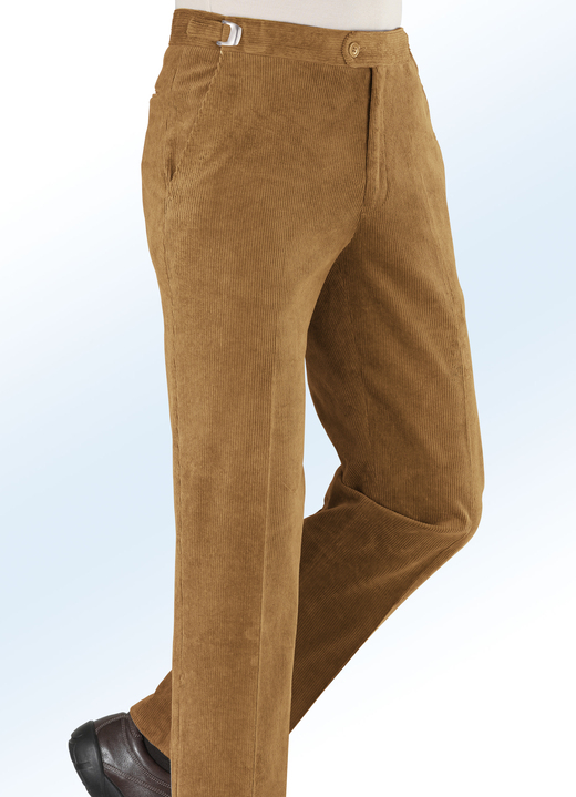 Hosen - Bundverstellerhose mit Bundübertritt in 4 Farben, in Größe 029 bis 062, in Farbe COGNAC