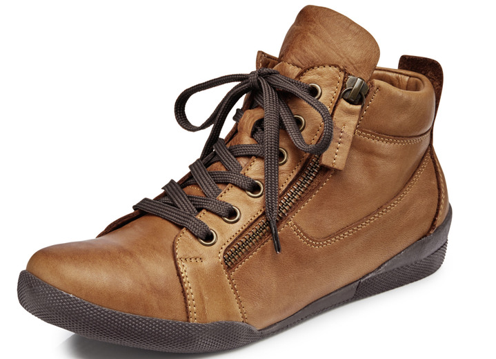 Stiefel & Stiefeletten - Andrea Conti Schnür-Bootie aus weichem Rind-Nappaleder, in Größe 036 bis 042, in Farbe COGNAC Ansicht 1
