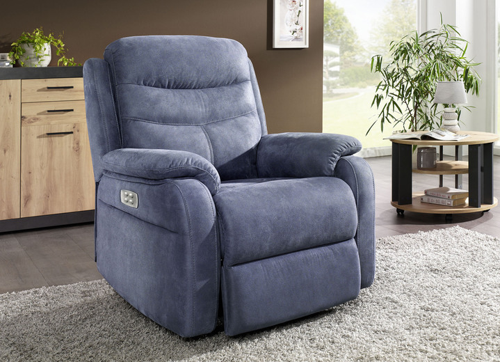 TV-Sessel / Relax-Sessel - Elektrisch verstellbarer TV-Sessel mit Motor und Aufstehhilfe, in Farbe BLAU-GRAU Ansicht 1