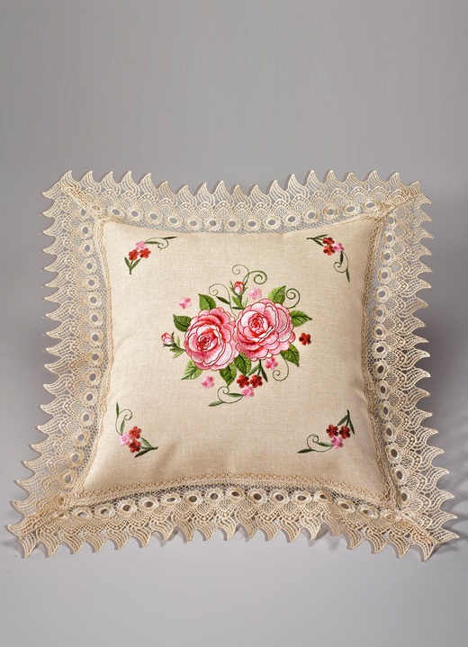 - Raumdekoration mit entzückendem floralem Motiv, in Größe 101 (Läufer, 30/ 75 cm) bis 404 (Kissenbezug 40x 40 cm), in Farbe ECRU Ansicht 1