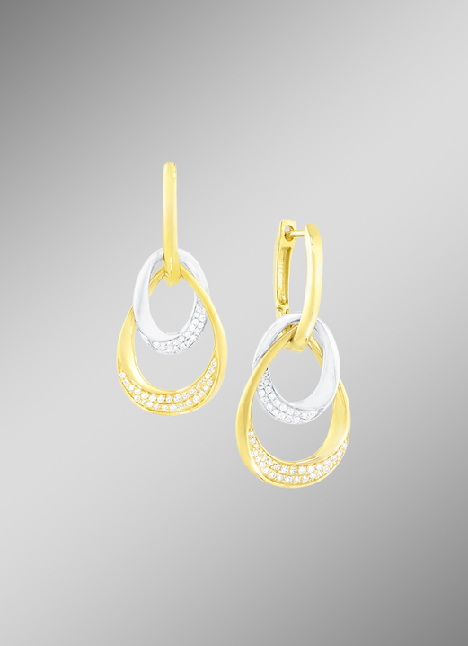- Eleganter Bicolor-Ohrring mit 98 Brillanten, in Farbe  Ansicht 1